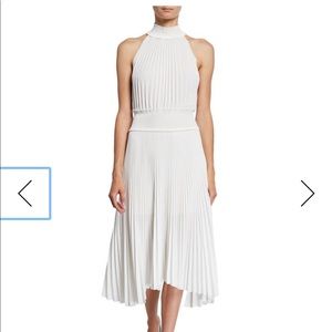 A.L.C. Renzo B High-Neck Pleated Midi Dress WHITE